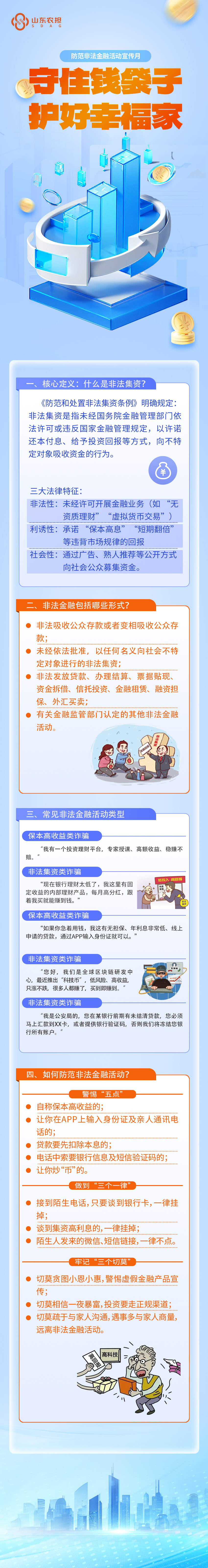 【防范非法金融活動宣傳月】山東農(nóng)擔(dān)溫馨提醒：守住錢袋子 護(hù)好幸福家