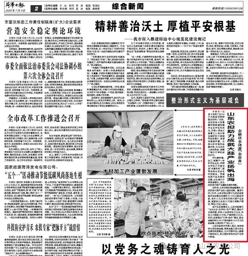 菏澤日報 | 山東農(nóng)擔(dān)助力成武大蒜產(chǎn)業(yè)揚(yáng)帆出海